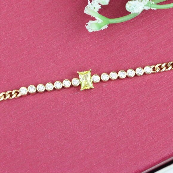 "Delicate Yellow Stone & Crystal Rose Gold Bracelet, XPBL0765 - Picture 10 of 10